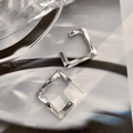 Polished silver geometric square twisted earrings with a minimalist 14K brass aesthetic - 18K Gold / Silver