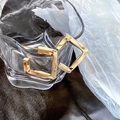 Minimalist geometric 14K brass earrings with a golden twisted frame design on glass - 18K Gold / Gold
