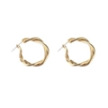 Orecchini a cerchio ritorti dorati con trama metallica a corda dal design minimalista - Oro Piccolo