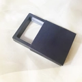 Dunkelblaue Schmuckschatulle mit PE-Folie und Schiebemechanismus in matter Optik - Schwarz mit Papierhülle / 7*7cm