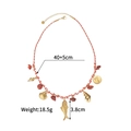 Détail du collier tressé style marin, longueur 40+5cm et poids de 18,5 grammes - Cordon Rouge Blanc (OLBN2229-B)