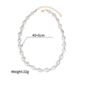 Baroque pearl necklace with gold beads detail, 45+5cm length and 22g weight view - Artificial Pearl Style (OLBN2230)