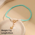 Detail of beach ocean style necklace with turquoise beads, sea turtle and pearl pendant - Sea Turtle (M-N2236-haigui)