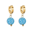 Orecchini vintage in oro con ciondoli a sfera in vetro a spirale bianco e blu - Spirale Blu