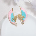 Pendientes de alas de mariposa con esmalte colorido y brillantes circonitas de moda - Azul Pálido