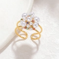 Vintage gouden open ring met parelcluster en gekleurde strass steentjes voor dames - Rond