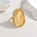 Vintage irregular oval gemstone ring in 18k gold plating with amber resin stone - Clear White