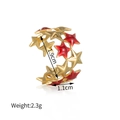 Verstellbarer doppelreihiger Edelstahlring mit roten Sternen und Größenangaben - Roter Stern Stil (M-R746-wjx-hong)