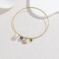 Bracciale rigido dorato 18K in acciaio inox con perle e ciondoli a stella - Stile Perle di Cristallo Blu Scuro e Verde (款式2)