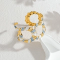 Wide irregular wave cuff bracelet with gold metal and enamel splicing for fashion women - Color Block Wave / Black & White