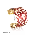 Dettaglio del bracciale a polsino in smalto rosso a forma di corallo con misure - Motivo Corallo (S1242-A)