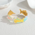 Bracelet jonc ouvert doré avec poissons tropicaux en émail coloré, style océanique - Style Groupe de Poissons Tropicaux (Style 3)