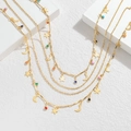 Bohemian gold layered necklace set with colorful beads, stars, and moon pendants - Gold Star Moon Layered Necklace (Colorful Beads)