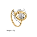 Detail von 18 Karat vergoldetem Edelstahlring mit Perle und Angabe der Abmessungen - Perle Eingelegt Stil (JZR729-C-ZZ) / Gold