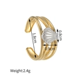 18K vergoldeter Edelstahlring in Lagenoptik mit 3D-Silbermuschel-Akzent für Damen - Verschlungene Muschel Stil (JZR732-C-BK) / Gold