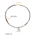 Vista macro con dimensioni e peso della collana etnica con pietre di occhio di tigre - Stile di Perforazione Casuale (M-N2292-A)