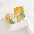 Bracelet jonc ouvert cœur plaqué or 18 carats avec émail coloré au style épuré - Vert