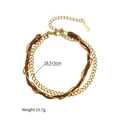 Bracciale a doppio strato in acciaio inossidabile con cordino scamosciato marrone - Stile catena goffrata