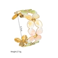 Elegant floral open bangle with colorful enamel petals and gold-tone finish 5.7cm size - Yellow Green Gradient Style (S-B1289-A)