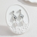 Pendientes de perlas barrocas de acero inoxidable con diseño de metal líquido orgánico - Color Acero