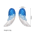 Especificaciones de tamaño para pendientes de alas de pájaro con degradado azul y blanco - Forma de Ala