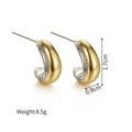 Macro detail of two-tone C-shape earrings showing gold and silver finish with dimensions - Gold Silver Bi-Color Curved Style (M-E1199)