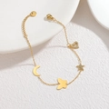 Bracciale in acciaio inossidabile placcato oro 18k con ciondoli a luna, stella e cuore - Luna Farfalla Stella Cuore