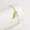 Bracelet en acier inoxydable plaqué or 18k avec pendentif piment et accent cristal - Style Piment Or