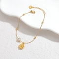 Bracelet en acier inoxydable doré 18k avec breloque tournesol et cristal de cœur - Style Tournesol (OLBB1307-kuihua)