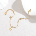Elegant 18k gold snake chain bracelet with star charm and sparkling crystals for women - Hollow Star Style (OLBB1311-wujiaoxing)
