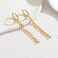 Elegantes pendientes de gota dorados con diseño de espiga de trigo y hoja hueca - Estilo de Hoja Hueca (CXE1227-B) / Dorado