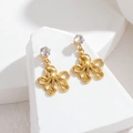 Boucles d'oreilles pieuvre dorées avec zircone sur base de pierre géométrique minimaliste - Poulpe