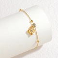 Golden stainless steel bee bracelet with sparkling crystal and delicate metal beads - Gold Bee