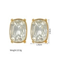 18k gold plated geometric rectangular zircon stud earrings for women 1.9cm x 1.4cm - Small