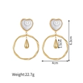 Detailed view of 18k gold heart earrings with size markers 6.3cm height and 4cm width - Heart Style