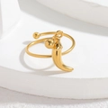 18K gold plated stainless steel open ring with chili pendant and decorative beads - Chili Style