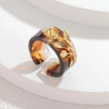 Anello regolabile in resina ambrata con design a rosa in metallo dorato vintage - Marrone (Ambra/Tartarugato)