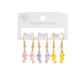 Tre paia di orecchini a forma di cavalluccio marino in acciaio inox, rosa, viola e giallo - Stile Cavalluccio Marino Rosa Viola B (E1133-haima-B)