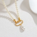 Collana di perle in acciaio inossidabile placcato oro 18k con ciondolo a goccia - Stile Chiusura a Torsione