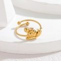 Adjustable 18k gold plated stainless steel ring featuring a unique 3D snail charm - Snail Style