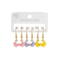 Three pairs of colorful enamel ocean-themed tassel earrings in pink, purple, and yellow - Colorful Crab Style B (E1133-pangxie-B)