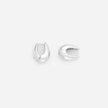 Orecchini a cerchio a goccia in argento lucido dal design minimalista elegante - Piccolo / Argento