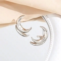 Orecchini a lobo minimalisti in argento S925 a forma di luna con finitura lucida - Argento