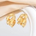 Three-layer gold metal stud earrings with a minimalist hollow circular design - 24K / Gold