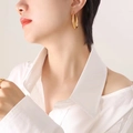 Chic 18k gold plated U-shaped teardrop earrings for women in a minimalist modern design - 18K Gold / Gold
