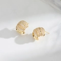 Gold plated C-shaped geometric hoop earrings with rows of pave cubic zirconia accents - Gold (A0728A)