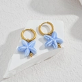 Pendientes de aro dorados con colgantes de estrella de mar azul para estilo playero - Estrella de Mar Azul Claro (E1119-qianlan)