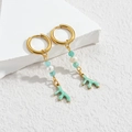 Ocean-inspired starfish coral drop earrings with blue beads and white pearl gold hoops - Green Coral Style