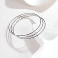 Set van vier minimalistische zilveren armbanden met getextureerde glanzende afwerking - Zilveren Gehamerd Patroon (CXB1253-01)