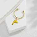 Minimalist open ring with a vibrant yellow dolphin pendant in a polished golden finish - Dolphin Style (M-R858) / Yellow